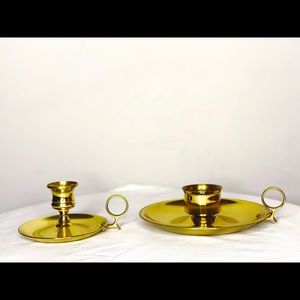 Brass candle holder set